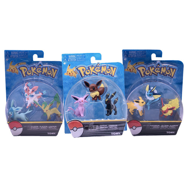 Genuine tomy pokemon brinquedos batalha característica 3 figuras